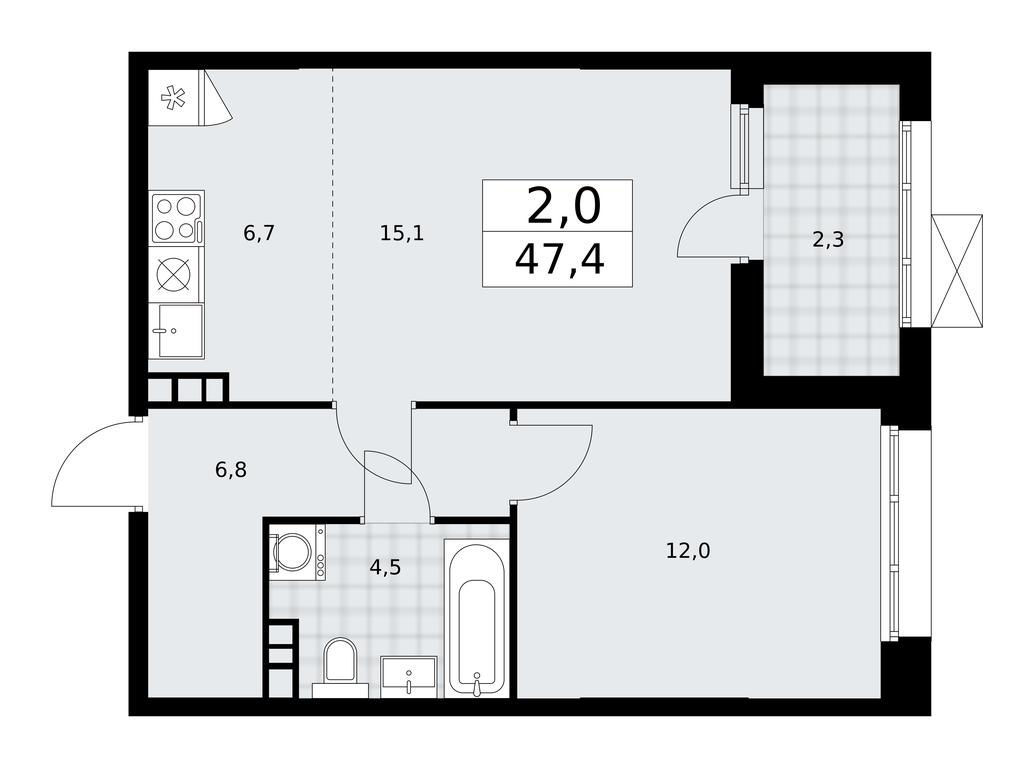 1-BD Apartment Sale, 47.4平方米 at Buninskie Kvartaly, Akademika Semyonova Street, 22, Moscow, Russia #1 1-BD Apartment Sale, 47.4平方米 at Buninskie Kvartaly, Akademika Semyonova Street, 22, Moscow, Russia #1