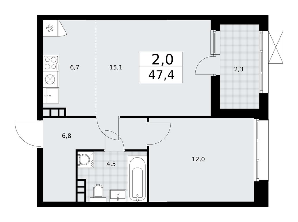 1-BD Apartment Sale, 47.4平方米 at Buninskie Kvartaly, Akademika Semyonova Street, 22, Moscow, Russia #1 1-BD Apartment Sale, 47.4平方米 at Buninskie Kvartaly, Akademika Semyonova Street, 22, Moscow, Russia #1