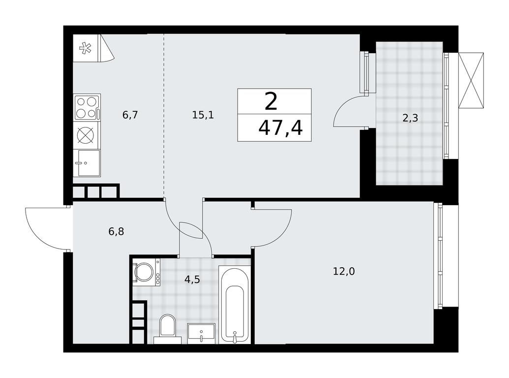 1-BD Apartment Sale, 47.4平方米 at Buninskie Kvartaly, Akademika Semyonova Street, 22, Moscow, Russia #1 1-BD Apartment Sale, 47.4平方米 at Buninskie Kvartaly, Akademika Semyonova Street, 22, Moscow, Russia #1