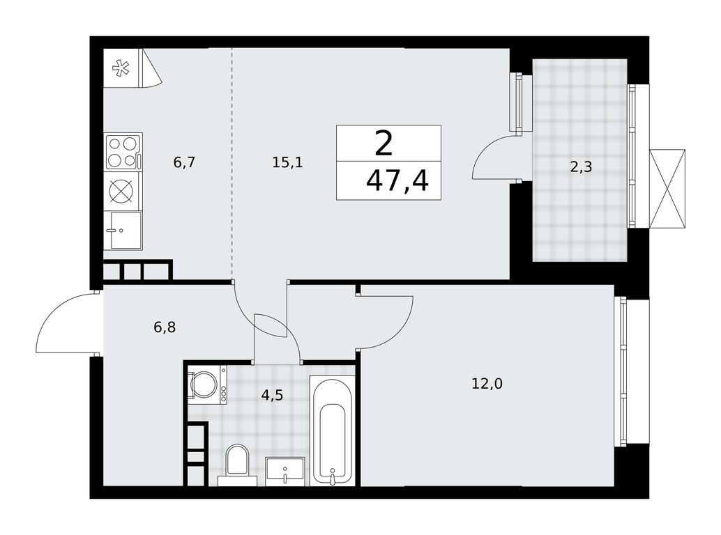 1-BD Apartment Sale, 47.4平方米 at Buninskie Kvartaly, Akademika Semyonova Street, 22, Moscow, Russia #1 1-BD Apartment Sale, 47.4平方米 at Buninskie Kvartaly, Akademika Semyonova Street, 22, Moscow, Russia #1