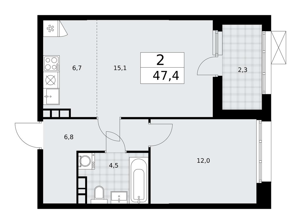 1-BD Apartment Sale, 47.4平方米 at Buninskie Kvartaly, Akademika Semyonova Street, 22, Moscow, Russia #1 1-BD Apartment Sale, 47.4平方米 at Buninskie Kvartaly, Akademika Semyonova Street, 22, Moscow, Russia #1