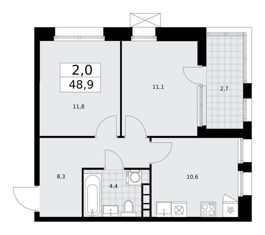 1-BD Apartment Sale, 48.9平方米 at Buninskie Kvartaly, Akademika Semyonova Street, 22, Moscow, Russia #1