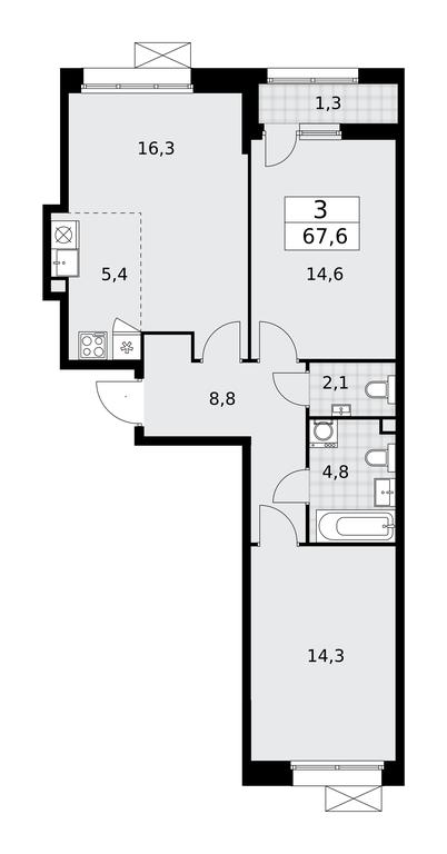 2-BD Apartment Sale, 67.6平方米 at Buninskie Kvartaly, Akademika Semyonova Street, 22, Moscow, Russia #1 2-BD Apartment Sale, 67.6平方米 at Buninskie Kvartaly, Akademika Semyonova Street, 22, Moscow, Russia #1