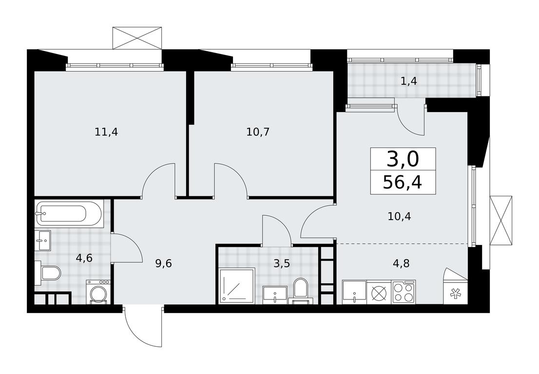 2-BD Apartment Sale, 56.4平方米 at Buninskie Kvartaly, Akademika Semyonova Street, 22, Moscow, Russia #1 2-BD Apartment Sale, 56.4平方米 at Buninskie Kvartaly, Akademika Semyonova Street, 22, Moscow, Russia #1
