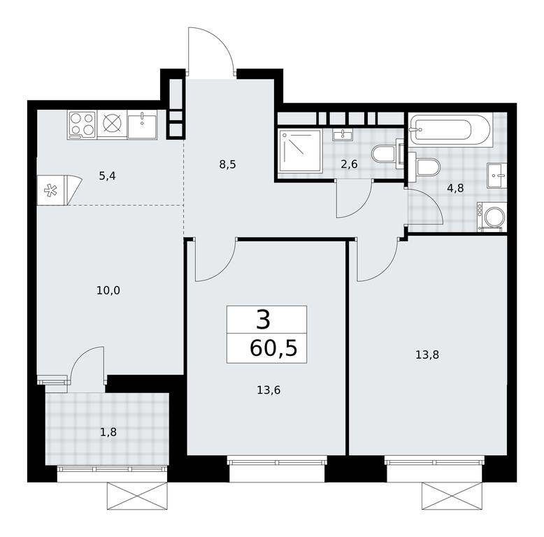 2-BD Apartment Sale, 60.5平方米 at Buninskie Kvartaly, Akademika Semyonova Street, 22, Moscow, Russia #1 2-BD Apartment Sale, 60.5平方米 at Buninskie Kvartaly, Akademika Semyonova Street, 22, Moscow, Russia #1