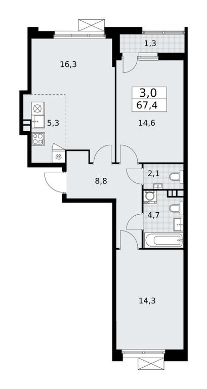 2-BD Apartment Sale, 67.4 sq. m. at Buninskie Kvartaly, Akademika Semyonova Street, 22, Moscow, Russia #1 2-BD Apartment Sale, 67.4 sq. m. at Buninskie Kvartaly, Akademika Semyonova Street, 22, Moscow, Russia #1