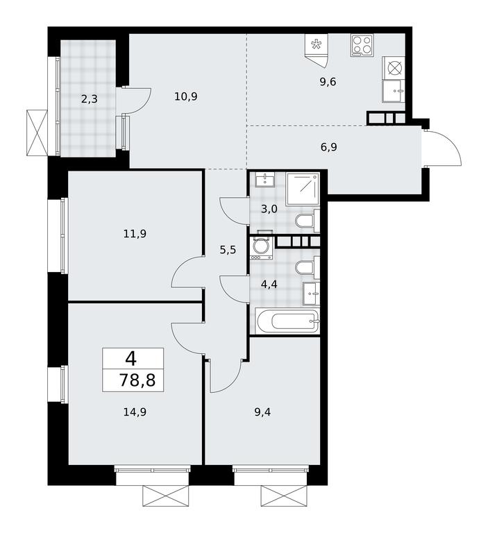3-BD Apartment Sale, 78.8平方米 at Buninskie Kvartaly, Akademika Semyonova Street, 22, Moscow, Russia #1 3-BD Apartment Sale, 78.8平方米 at Buninskie Kvartaly, Akademika Semyonova Street, 22, Moscow, Russia #1