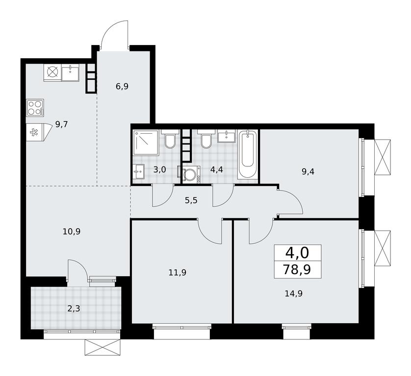3-BD Apartment Sale, 78.9平方米 at Buninskie Kvartaly, Akademika Semyonova Street, 22, Moscow, Russia #1 3-BD Apartment Sale, 78.9平方米 at Buninskie Kvartaly, Akademika Semyonova Street, 22, Moscow, Russia #1