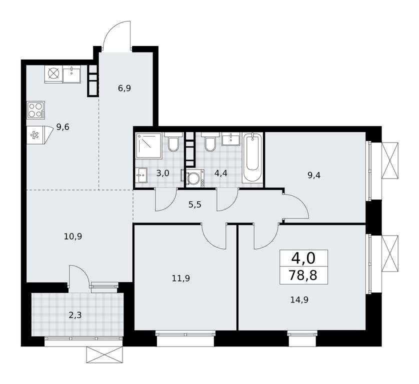 3-BD Apartment Sale, 78.8 sq. m. at Buninskie Kvartaly, Akademika Semyonova Street, 22, Moscow, Russia #1