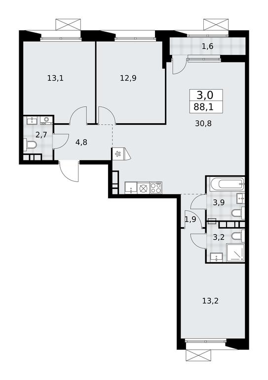 2-BD Apartment Sale, 88.1 sq. m. at Buninskie Kvartaly, Akademika Semyonova Street, 22, Moscow, Russia #1 2-BD Apartment Sale, 88.1 sq. m. at Buninskie Kvartaly, Akademika Semyonova Street, 22, Moscow, Russia #1