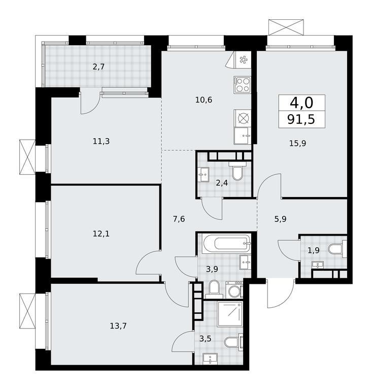 3-BD Apartment Sale, 91.5 sq. m. at Buninskie Kvartaly, Akademika Semyonova Street, 22, Moscow, Russia #1 3-BD Apartment Sale, 91.5 sq. m. at Buninskie Kvartaly, Akademika Semyonova Street, 22, Moscow, Russia #1