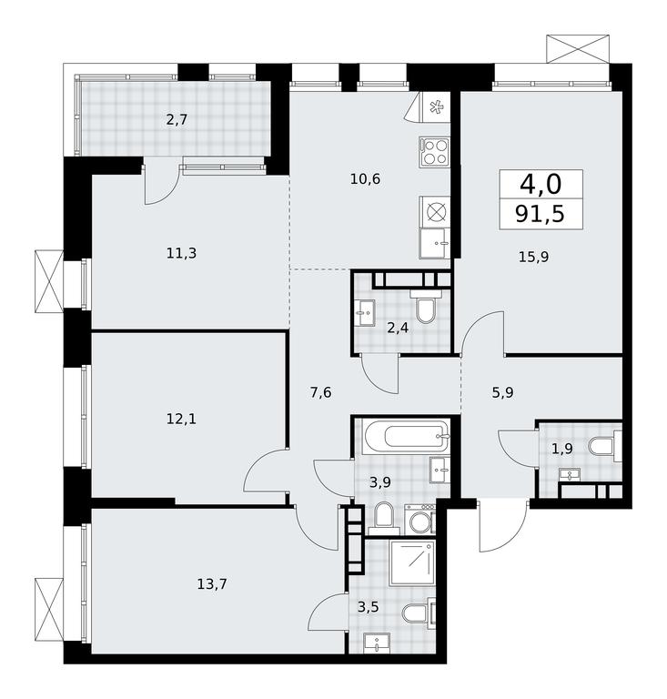 3-BD Apartment Sale, 91.5 sq. m. at Buninskie Kvartaly, Akademika Semyonova Street, 22, Moscow, Russia #1 3-BD Apartment Sale, 91.5 sq. m. at Buninskie Kvartaly, Akademika Semyonova Street, 22, Moscow, Russia #1