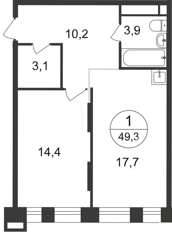 Apartment Sale, 49.3平方米 at Pervyi Moskovskiy, ulitsa Bianki, 1, Moskovskiy, Moscow, Russia #1