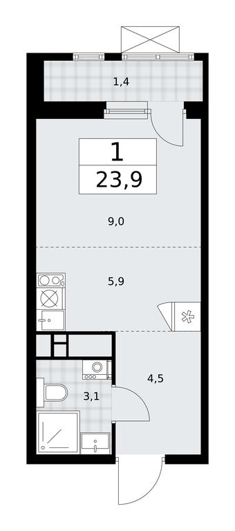Apartment Sale, 23.9平方米 at Skandinaviya, Skandinaviya Residential Complex, Sosenskoye Settlement, Moscow, Russia #2