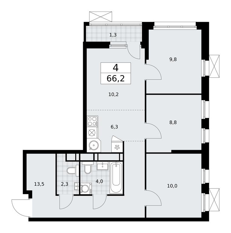 3-BD Apartment Sale, 66.2 sq. m. at Skandinaviya, Skandinaviya Residential Complex, Sosenskoye Settlement, Moscow, Russia #1 3-BD Apartment Sale, 66.2 sq. m. at Skandinaviya, Skandinaviya Residential Complex, Sosenskoye Settlement, Moscow, Russia #1