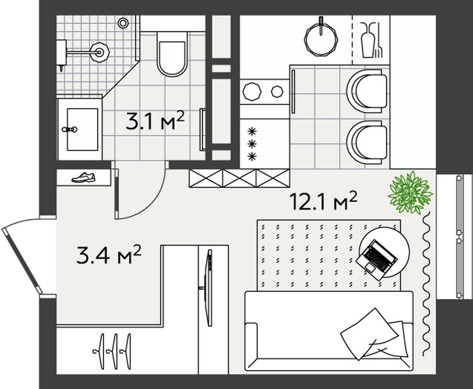 Продажа квартиры, 18,6 м² в ЖК «Эко Бунино», проспект Куприна, 34к1, поселение Сосенское, Москва, Россия #2 Продажа квартиры, 18,6 м² в ЖК «Эко Бунино», проспект Куприна, 34к1, поселение Сосенское, Москва, Россия #2