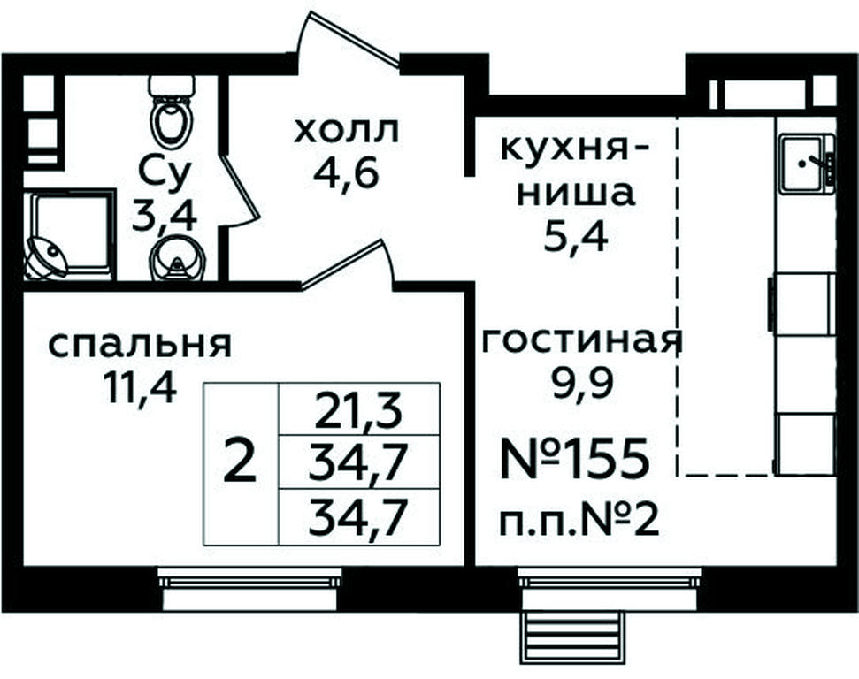 1-BD Apartment Sale, 34.7 sq. m. at Eko Bunino, prospekt Kuprina, 34к1, Sosenskoye Settlement, Moscow, Russia #1 1-BD Apartment Sale, 34.7 sq. m. at Eko Bunino, prospekt Kuprina, 34к1, Sosenskoye Settlement, Moscow, Russia #1