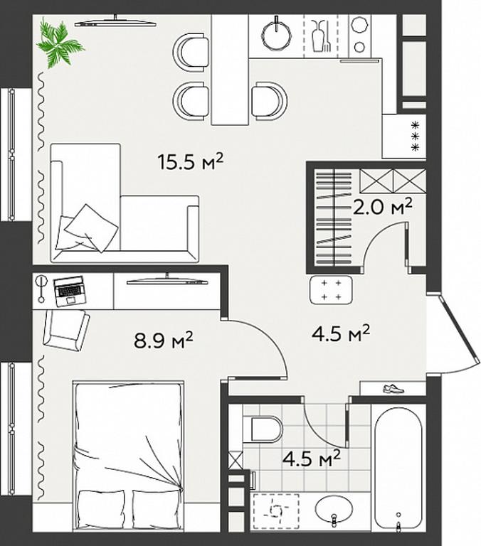 1-BD Apartment Sale, 35.4 sq. m. at Eko Bunino, prospekt Kuprina, 34к1, Sosenskoye Settlement, Moscow, Russia #2 1-BD Apartment Sale, 35.4 sq. m. at Eko Bunino, prospekt Kuprina, 34к1, Sosenskoye Settlement, Moscow, Russia #2