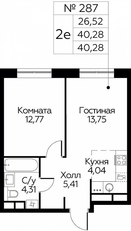 1-BD Apartment Sale, 40.28 sq. m. at Eko Bunino, prospekt Kuprina, 34к1, Sosenskoye Settlement, Moscow, Russia #1