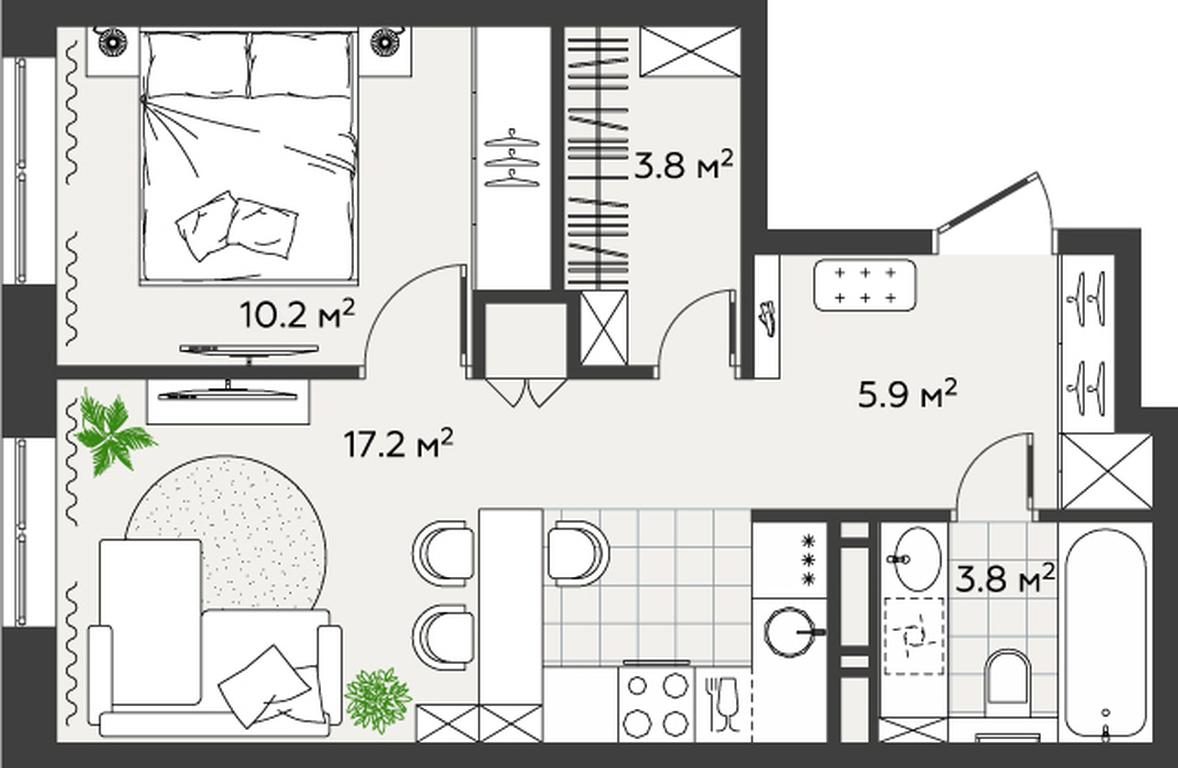 1-BD Apartment Sale, 40.9 sq. m. at Eko Bunino, prospekt Kuprina, 34к1, Sosenskoye Settlement, Moscow, Russia #2 1-BD Apartment Sale, 40.9 sq. m. at Eko Bunino, prospekt Kuprina, 34к1, Sosenskoye Settlement, Moscow, Russia #2