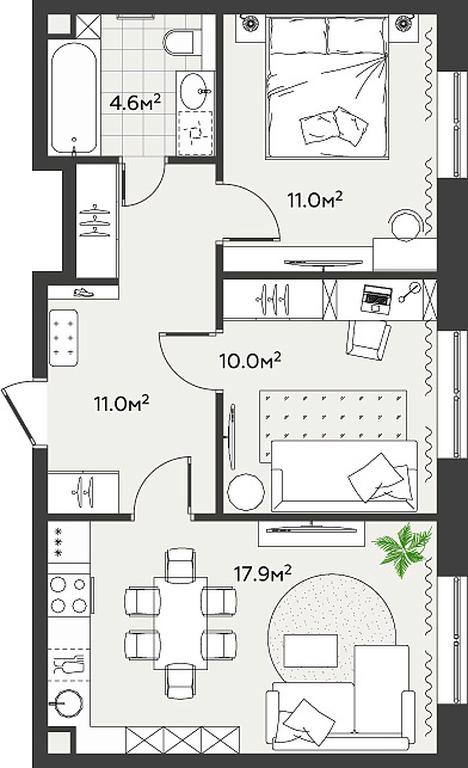 2-BD Apartment Sale, 54.5 sq. m. at Eko Bunino, prospekt Kuprina, 34к1, Sosenskoye Settlement, Moscow, Russia #2 2-BD Apartment Sale, 54.5 sq. m. at Eko Bunino, prospekt Kuprina, 34к1, Sosenskoye Settlement, Moscow, Russia #2