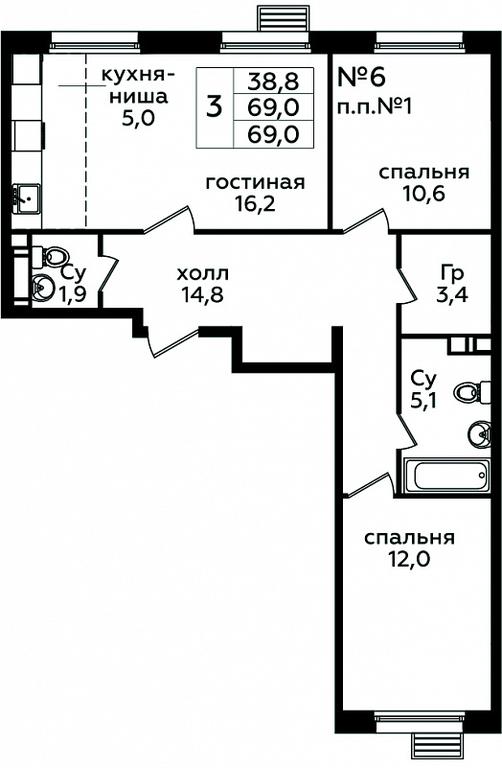 2-BD Apartment Sale, 69 sq. m. at Eko Bunino, prospekt Kuprina, 34к1, Sosenskoye Settlement, Moscow, Russia #1 2-BD Apartment Sale, 69 sq. m. at Eko Bunino, prospekt Kuprina, 34к1, Sosenskoye Settlement, Moscow, Russia #1