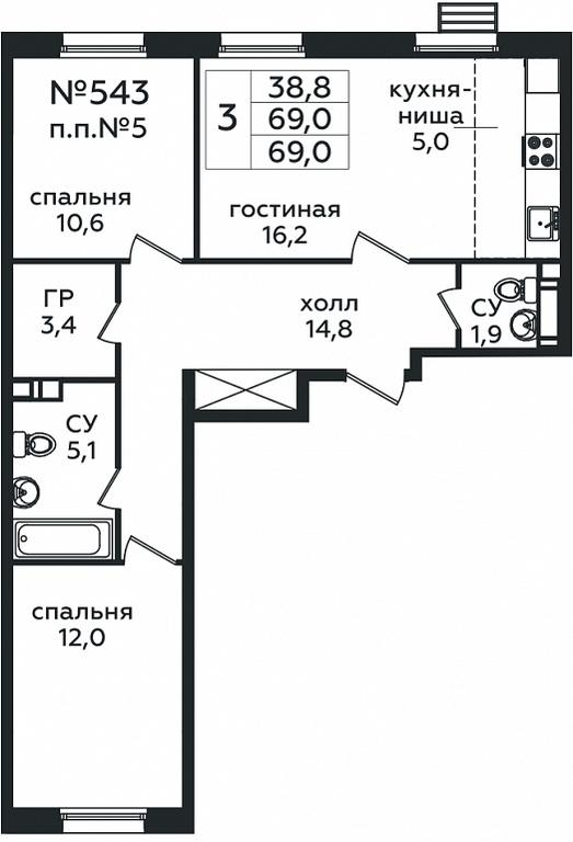 2-BD Apartment Sale, 69 sq. m. at Eko Bunino, prospekt Kuprina, 34к1, Sosenskoye Settlement, Moscow, Russia #1 2-BD Apartment Sale, 69 sq. m. at Eko Bunino, prospekt Kuprina, 34к1, Sosenskoye Settlement, Moscow, Russia #1