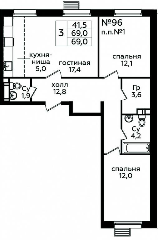 2-BD Apartment Sale, 69 sq. m. at Eko Bunino, prospekt Kuprina, 34к1, Sosenskoye Settlement, Moscow, Russia #1 2-BD Apartment Sale, 69 sq. m. at Eko Bunino, prospekt Kuprina, 34к1, Sosenskoye Settlement, Moscow, Russia #1