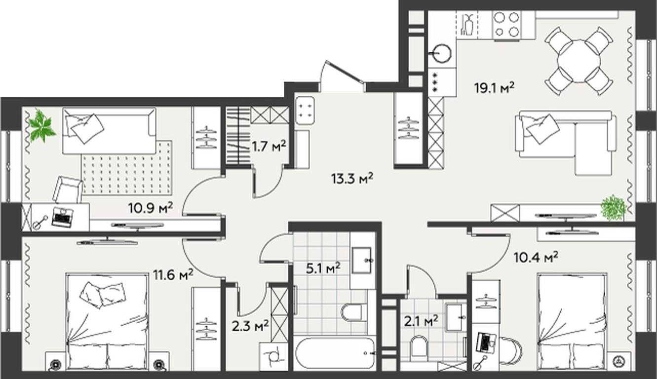 3-BD Apartment Sale, 76.5 sq. m. at Eko Bunino, prospekt Kuprina, 34к1, Sosenskoye Settlement, Moscow, Russia #2 3-BD Apartment Sale, 76.5 sq. m. at Eko Bunino, prospekt Kuprina, 34к1, Sosenskoye Settlement, Moscow, Russia #2