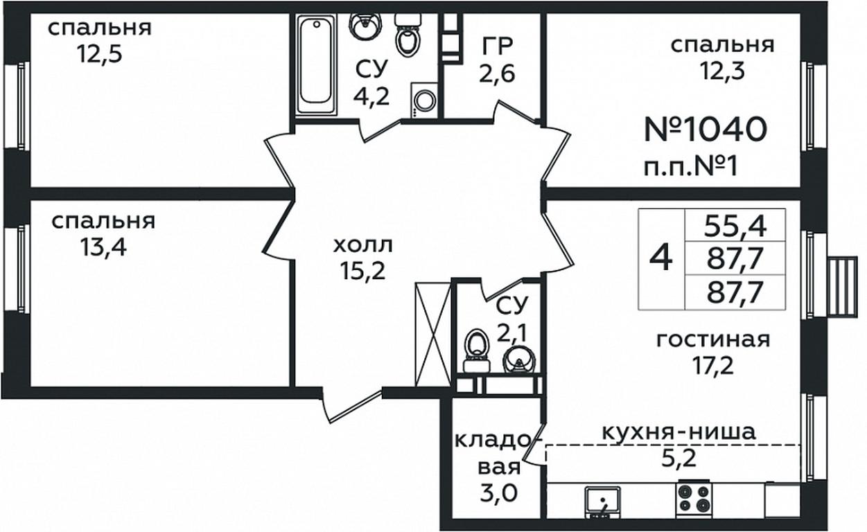 3-BD Apartment Sale, 87.7 sq. m. at Eko Bunino, prospekt Kuprina, 34к1, Sosenskoye Settlement, Moscow, Russia #1 3-BD Apartment Sale, 87.7 sq. m. at Eko Bunino, prospekt Kuprina, 34к1, Sosenskoye Settlement, Moscow, Russia #1