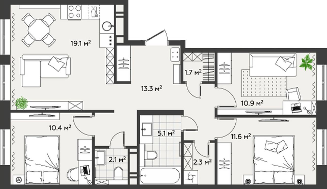 3-BD Apartment Sale, 76.5 sq. m. at Eko Bunino, prospekt Kuprina, 34к1, Sosenskoye Settlement, Moscow, Russia #2 3-BD Apartment Sale, 76.5 sq. m. at Eko Bunino, prospekt Kuprina, 34к1, Sosenskoye Settlement, Moscow, Russia #2