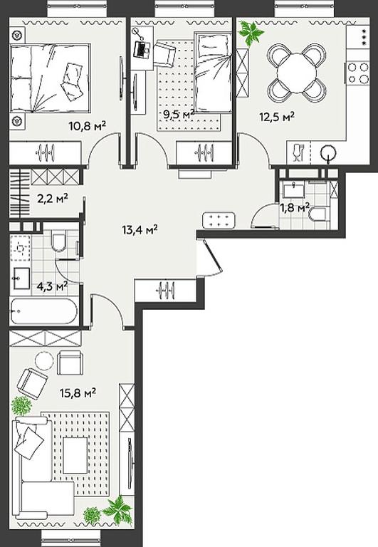 2-BD Apartment Sale, 70.3 sq. m. at Eko Bunino, prospekt Kuprina, 34к1, Sosenskoye Settlement, Moscow, Russia #2 2-BD Apartment Sale, 70.3 sq. m. at Eko Bunino, prospekt Kuprina, 34к1, Sosenskoye Settlement, Moscow, Russia #2