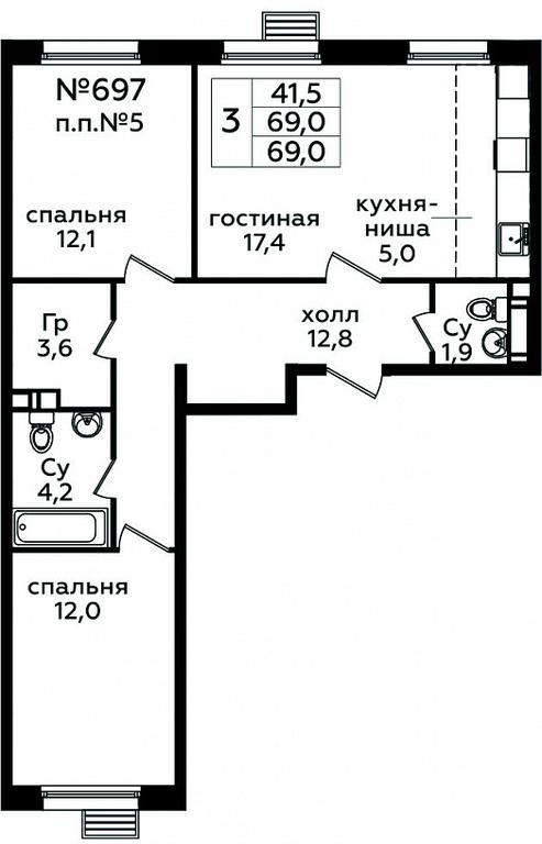 2-BD Apartment Sale, 69 sq. m. at Eko Bunino, prospekt Kuprina, 34к1, Sosenskoye Settlement, Moscow, Russia #1 2-BD Apartment Sale, 69 sq. m. at Eko Bunino, prospekt Kuprina, 34к1, Sosenskoye Settlement, Moscow, Russia #1