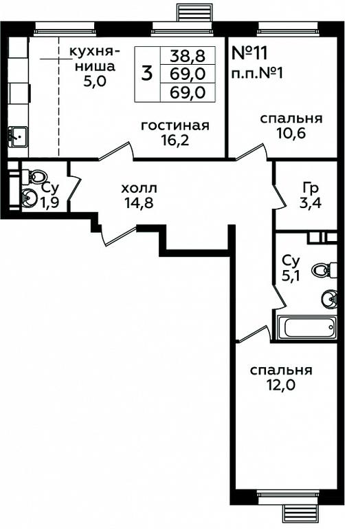 2-BD Apartment Sale, 69 sq. m. at Eko Bunino, prospekt Kuprina, 34к1, Sosenskoye Settlement, Moscow, Russia #1 2-BD Apartment Sale, 69 sq. m. at Eko Bunino, prospekt Kuprina, 34к1, Sosenskoye Settlement, Moscow, Russia #1