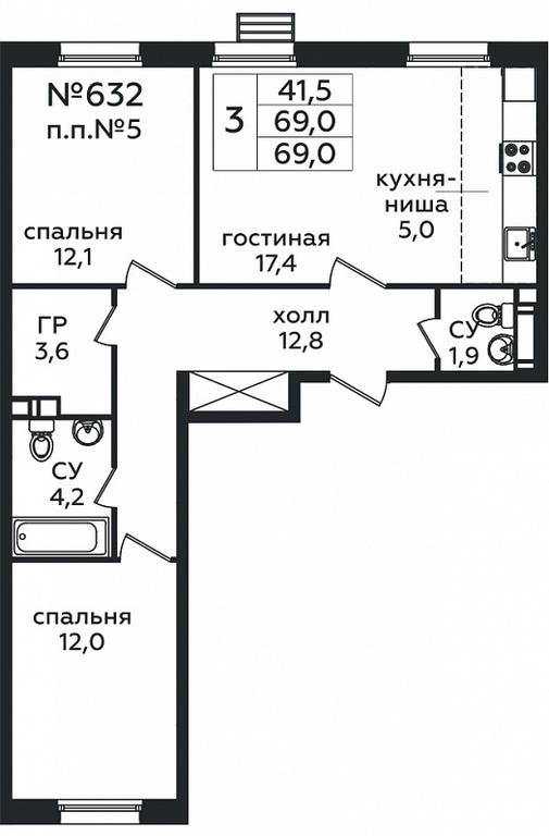 2-BD Apartment Sale, 69 sq. m. at Eko Bunino, prospekt Kuprina, 34к1, Sosenskoye Settlement, Moscow, Russia #1 2-BD Apartment Sale, 69 sq. m. at Eko Bunino, prospekt Kuprina, 34к1, Sosenskoye Settlement, Moscow, Russia #1