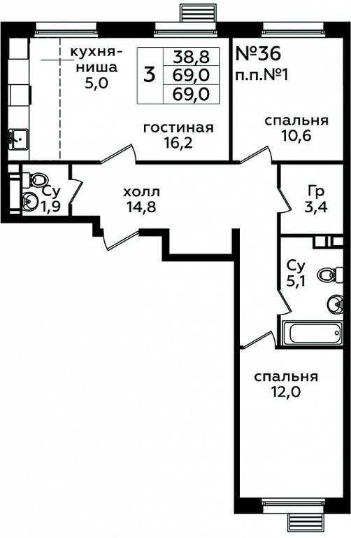 2-BD Apartment Sale, 69 sq. m. at Eko Bunino, prospekt Kuprina, 34к1, Sosenskoye Settlement, Moscow, Russia #1 2-BD Apartment Sale, 69 sq. m. at Eko Bunino, prospekt Kuprina, 34к1, Sosenskoye Settlement, Moscow, Russia #1