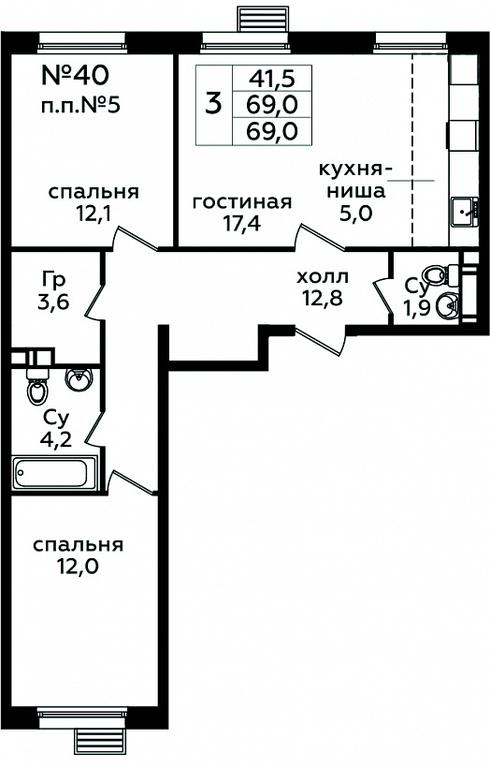 2-BD Apartment Sale, 69 sq. m. at Eko Bunino, prospekt Kuprina, 34к1, Sosenskoye Settlement, Moscow, Russia #1 2-BD Apartment Sale, 69 sq. m. at Eko Bunino, prospekt Kuprina, 34к1, Sosenskoye Settlement, Moscow, Russia #1