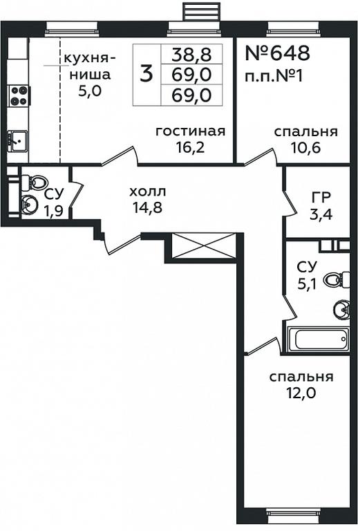 2-BD Apartment Sale, 69 sq. m. at Eko Bunino, prospekt Kuprina, 34к1, Sosenskoye Settlement, Moscow, Russia #1 2-BD Apartment Sale, 69 sq. m. at Eko Bunino, prospekt Kuprina, 34к1, Sosenskoye Settlement, Moscow, Russia #1