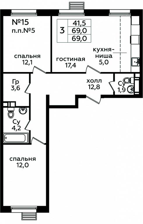 2-BD Apartment Sale, 69 sq. m. at Eko Bunino, prospekt Kuprina, 34к1, Sosenskoye Settlement, Moscow, Russia #1 2-BD Apartment Sale, 69 sq. m. at Eko Bunino, prospekt Kuprina, 34к1, Sosenskoye Settlement, Moscow, Russia #1