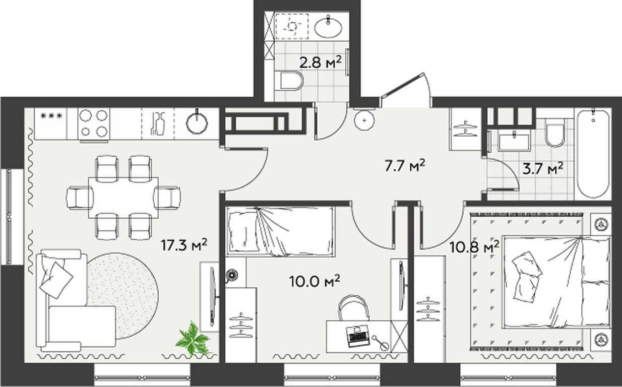 2-BD Apartment Sale, 52.3 sq. m. at Eko Bunino, prospekt Kuprina, 34к1, Sosenskoye Settlement, Moscow, Russia #2 2-BD Apartment Sale, 52.3 sq. m. at Eko Bunino, prospekt Kuprina, 34к1, Sosenskoye Settlement, Moscow, Russia #2