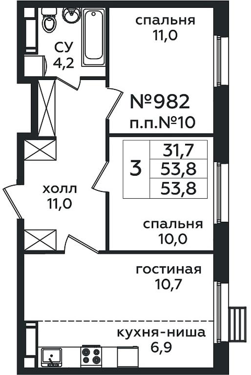 2-BD Apartment Sale, 53.8 sq. m. at Eko Bunino, prospekt Kuprina, 34к1, Sosenskoye Settlement, Moscow, Russia #1 2-BD Apartment Sale, 53.8 sq. m. at Eko Bunino, prospekt Kuprina, 34к1, Sosenskoye Settlement, Moscow, Russia #1