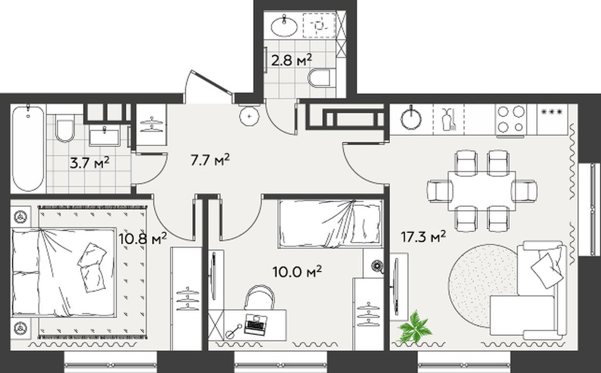 2-BD Apartment Sale, 52.4 sq. m. at Eko Bunino, prospekt Kuprina, 34к1, Sosenskoye Settlement, Moscow, Russia #2 2-BD Apartment Sale, 52.4 sq. m. at Eko Bunino, prospekt Kuprina, 34к1, Sosenskoye Settlement, Moscow, Russia #2
