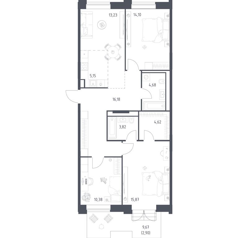 2-BD Apartment Sale, 90.93 sq. m. at Vereiskaya 41, Vereyskaya Street, 41, Moscow, Russia #2