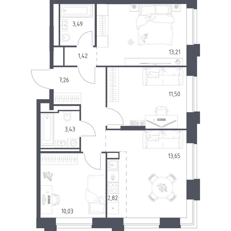 2-BD Apartment Sale, 66.81平方米 at Vereiskaya 41, Vereyskaya Street, 41, Moscow, Russia #2 2-BD Apartment Sale, 66.81平方米 at Vereiskaya 41, Vereyskaya Street, 41, Moscow, Russia #2