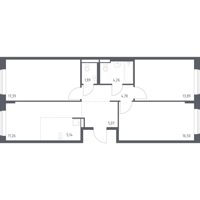 2-BD Apartment Sale, 80.18 sq. m. at Podolskie Kvartaly, zhiloy kompleks Podolskiye Kvartaly, Ryazanovskoe Settlement, Moscow, Russia #1