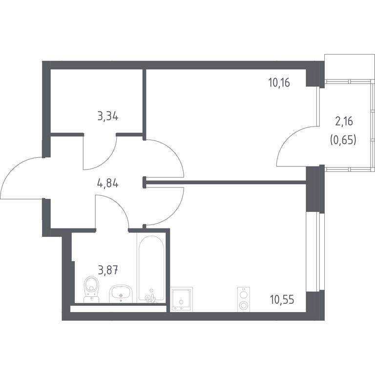 Apartment Sale, 33.41平方米 at Podolskie Kvartaly, zhiloy kompleks Podolskiye Kvartaly, Ryazanovskoe Settlement, Moscow, Russia #1
