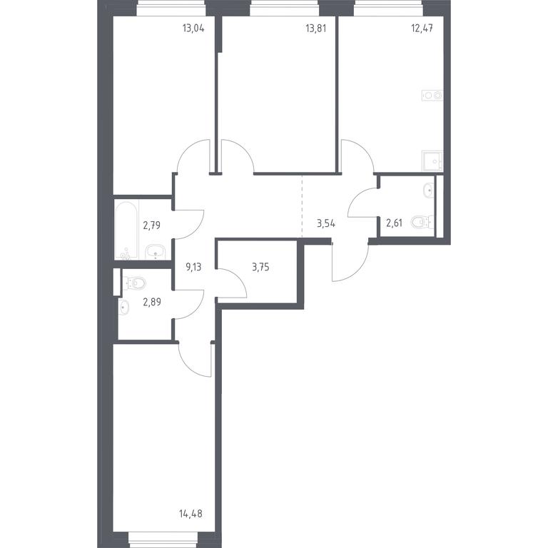 2-BD Apartment Sale, 78.51平方米 at Podolskie Kvartaly, zhiloy kompleks Podolskiye Kvartaly, Ryazanovskoe Settlement, Moscow, Russia #1 2-BD Apartment Sale, 78.51平方米 at Podolskie Kvartaly, zhiloy kompleks Podolskiye Kvartaly, Ryazanovskoe Settlement, Moscow, Russia #1
