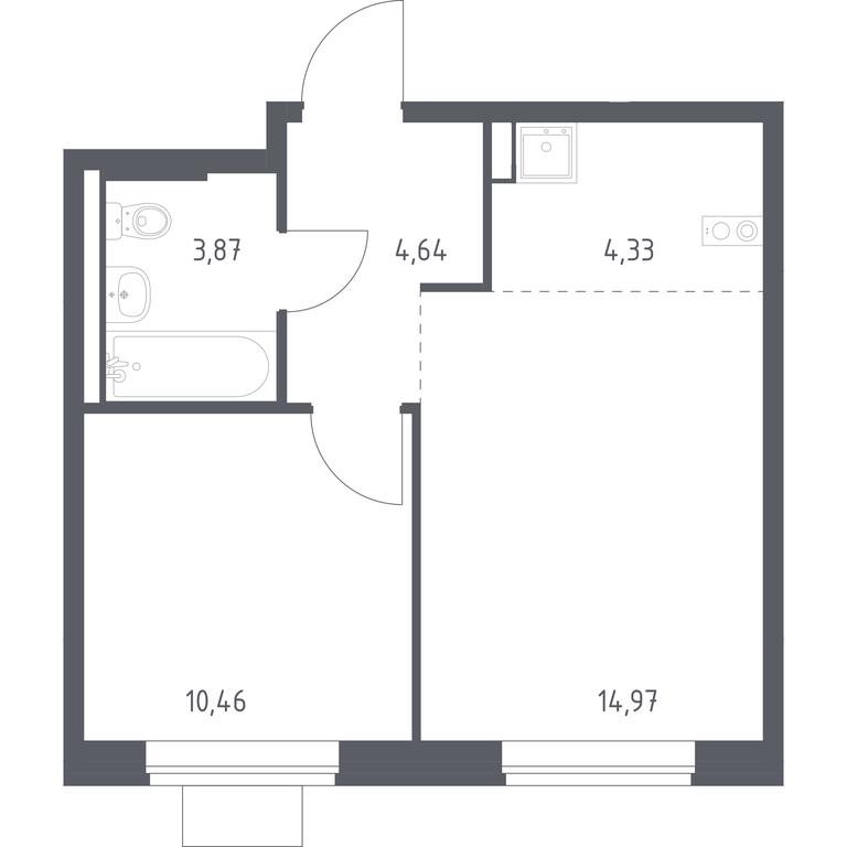 Apartment Sale, 38.27平方米 at Podolskie Kvartaly, zhiloy kompleks Podolskiye Kvartaly, Ryazanovskoe Settlement, Moscow, Russia #1