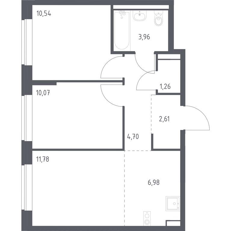 1-BD Apartment Sale, 51.9 sq. m. at Podolskie Kvartaly, zhiloy kompleks Podolskiye Kvartaly, Ryazanovskoe Settlement, Moscow, Russia #1