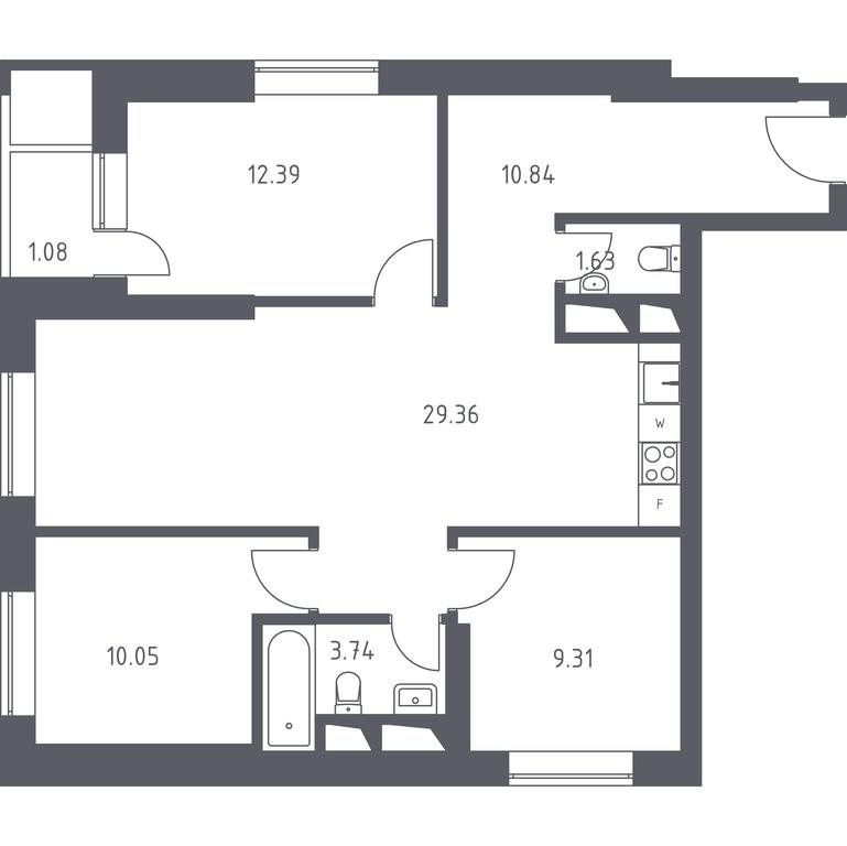 2-BD Apartment Sale, 78.4 sq. m. at Sputnik, Lipovoy Roschi Street, 1к4, derevnya Razdory, Odintsovskiy City District, Moscow Region, Russia #2 2-BD Apartment Sale, 78.4 sq. m. at Sputnik, Lipovoy Roschi Street, 1к4, derevnya Razdory, Odintsovskiy City District, Moscow Region, Russia #2